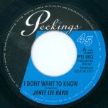 I Don't Want To Know / Sir Duke Special - Janet Lee Davis / Janet & The Supersonics