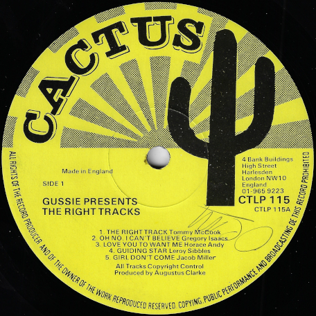 Gussie Presenting The Right Tracks - Various..Tommy McCook..Gregory Isaacs..Delroy Wilson..Augustus Pablo